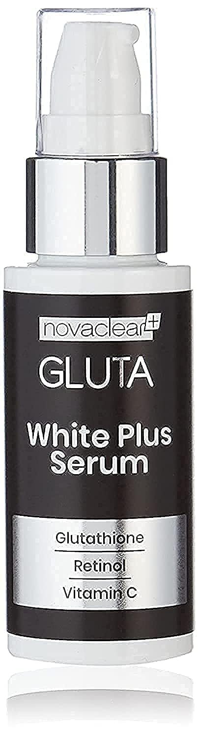 Novaclear White Plus Serum by Gluta with Glutathione, Retinol and Vitamin C, for skin lightening, wrinkle reduction, flawless skin, daily care, smooth skin and powerful skin lightening properties