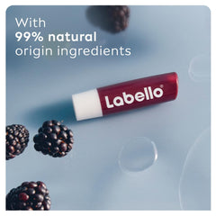 Labello Blackberry Shine Lip Balm, 24H Melt-In Moisture, with Shea Butter and Natural Oils Enriched with Vitamins, with Natural Ingredients, Mineral Oil Free, Vegan, 4.8g