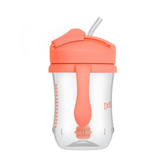 Dr. Brown's Milestones Baby's First Straw Cup, Training Cup with Weighted Straw, 9oz/270mL, Coral, BPA Free, 6m+