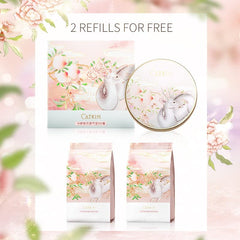 CATKIN PEACH BLOSSOM Skincare BB Cream Air Cushion Foundation, Matte Oil-control Concealer for All Skin Types, Refillable Foundation Makeup 13g*3 (C01)