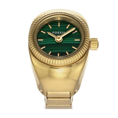 FOSSIL ES5308 Two Hand Ring Watch for Women, 15 mm Case Diameter, Gold/Green