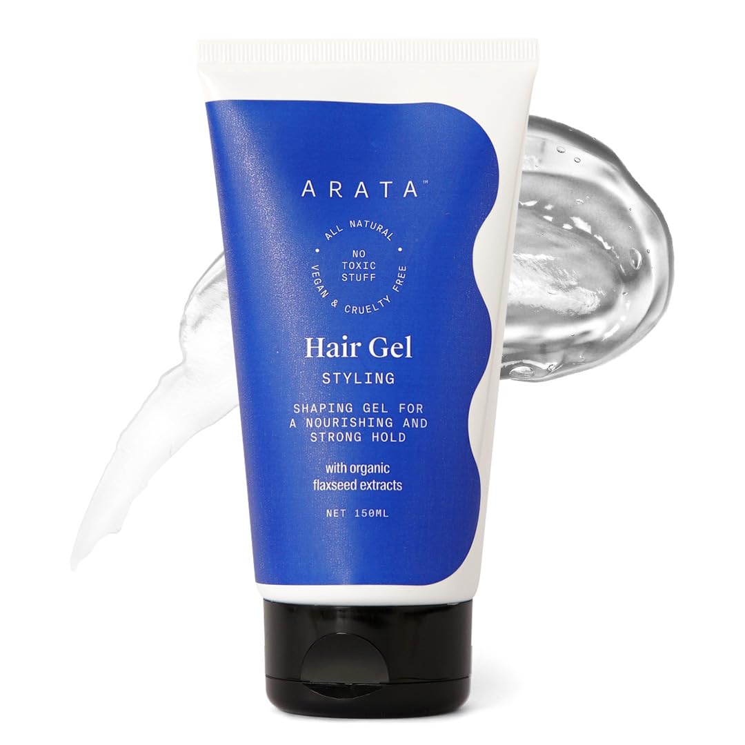 Arata Zero Chemicals Natural Hair Gel | For Studio Styling, Shaping, Strong Hold & Nourishment With Organic Flaxseed & Olive Extracts | Hair Gel For Men & Women - 150 Ml