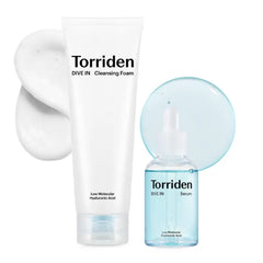 Torriden Dive-in Low-molecular Hyaluronic Acid Serum 1.69 fl oz + Facial Cleansing Foam 5.07 fl oz | Vegan Clean Cruelty Free Facial Deep Hydrating Moisturizer and Cleanser