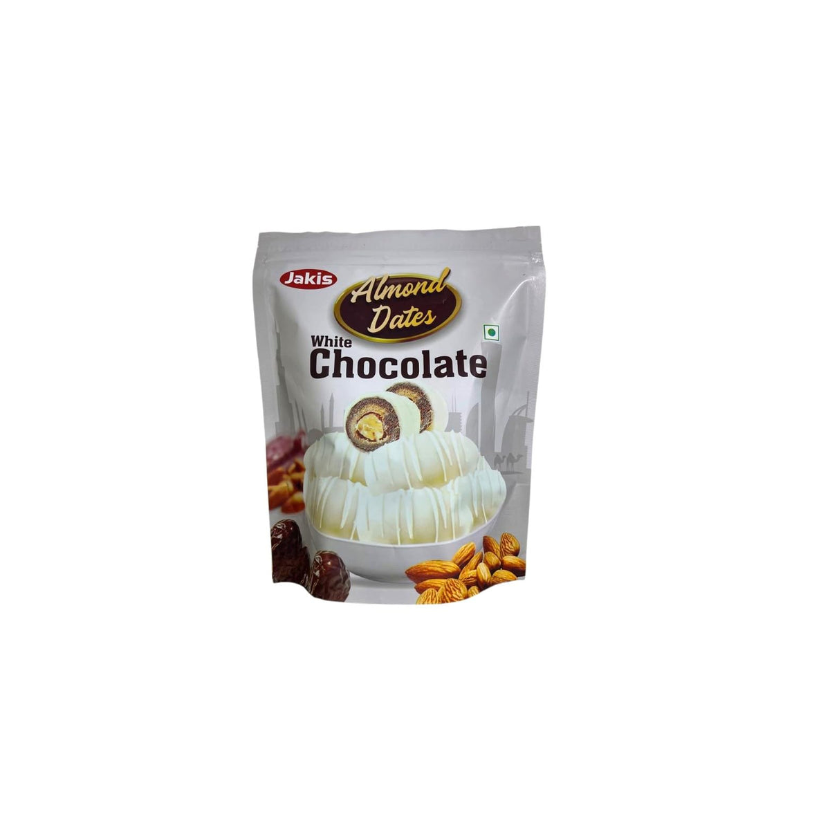 Jakis Premium Quality Almond Date Chocolate Covered with White Chocolate - 300 grams