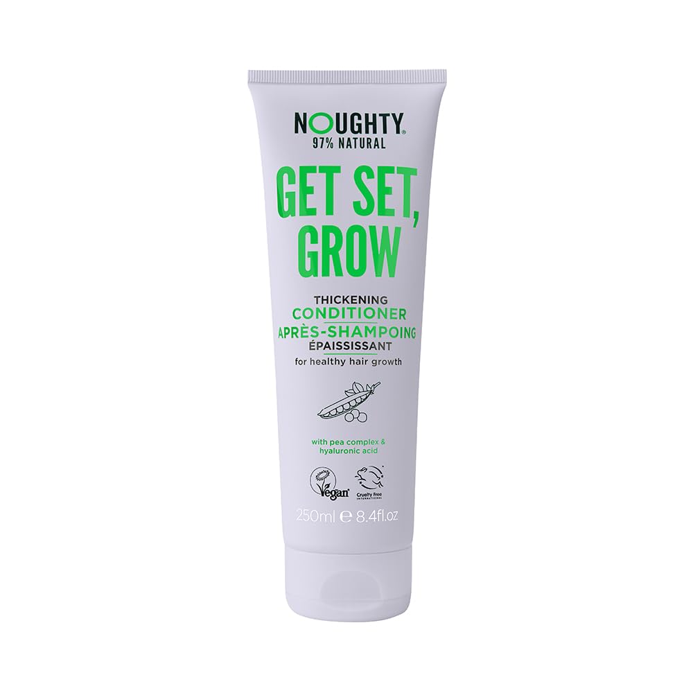 Noughty KMI Brands Get Set, Grow Hair Thickening Conditioner 250 ml, Green Robusta Coffee Beans & Piroctone Olamine to Optimise Scalp Health, Stimulate Roots & Promote Hair Growth, White