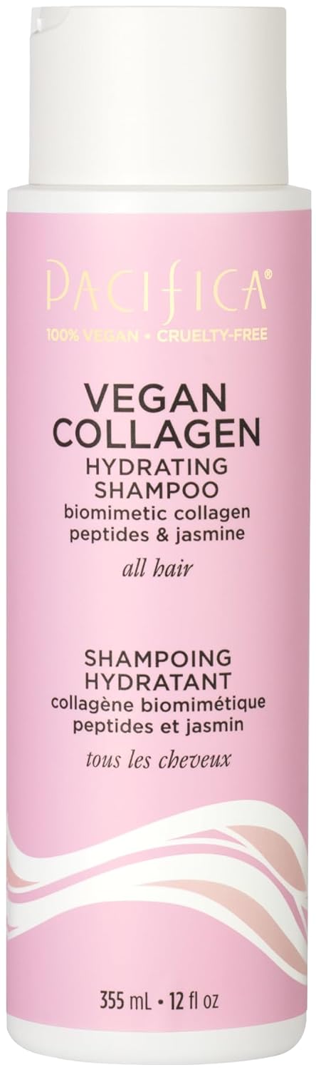 Pacifica Vegan Collagen Hydrating Hair Shampoo -w/Avocado Oil, Vitamin B5 - Adds Shine & Restores -for Dry & Damaged Hair - Sulfate Free Natural Clean Beauty Vegan & Cruelty-Free Dermatologist Tested