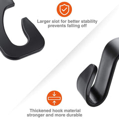 ECVV Car Seat Headrest Hooks for Back Organizer Hanger Storage Hook Purse Holder fit Universal Vehicle Women Bag Clothes Coats Grocery Bags 4 Pack (Black)