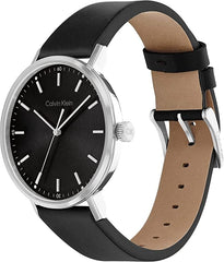Calvin Klein Modern Mesh Men's Black Dial, Black Leather Watch + Calvin Klein Iconic Id, Men's Necklace