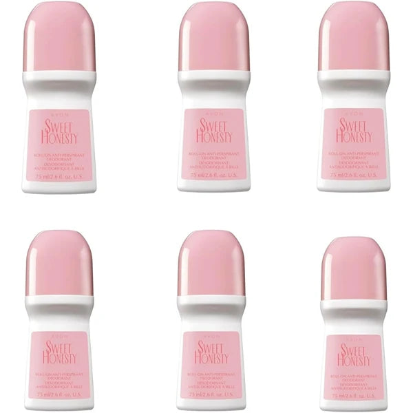 Avon Sweet Honesty Roll On Deodorant, Quick Drying Odor Protection, Soft Floral Scent, Roll On Deodorant for Women, 6 Pack
