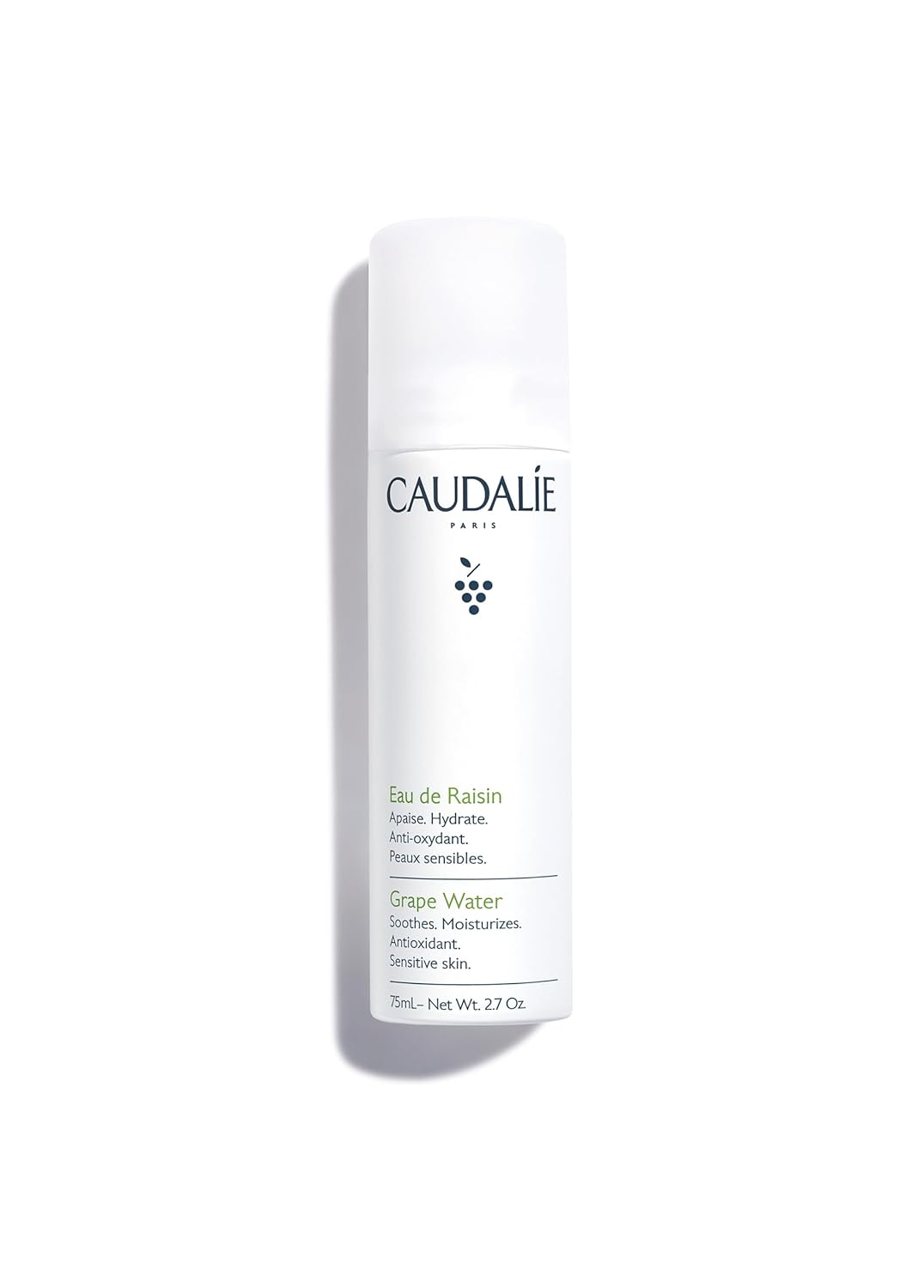 Caudalie Grape Water Moisturizing Face Mist - Soothing Organic Facial Spray to Instantly Hydrate and Strengthen the Skin Barrier, Safe for Sensitive Skin 75 ml
