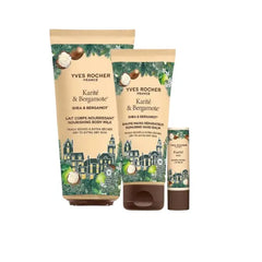Yves Rocher Shea Butter Bergamot Gift Set Hand Balm, Lip Balm and Body Lotion Nourishing Moisturizing Skin Care Trio – Daily Body and Hand Care Set