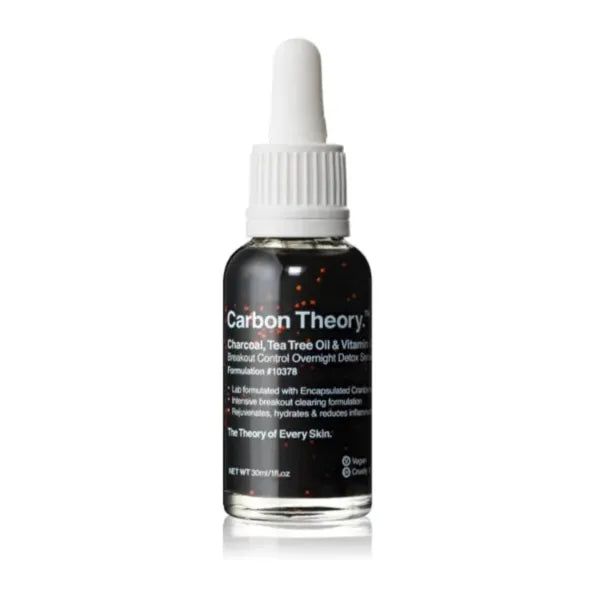 Carbon Theory Charcoal, Tea Tree Oil & Vitamin E Overnight Detox Facial Serum - 30ml