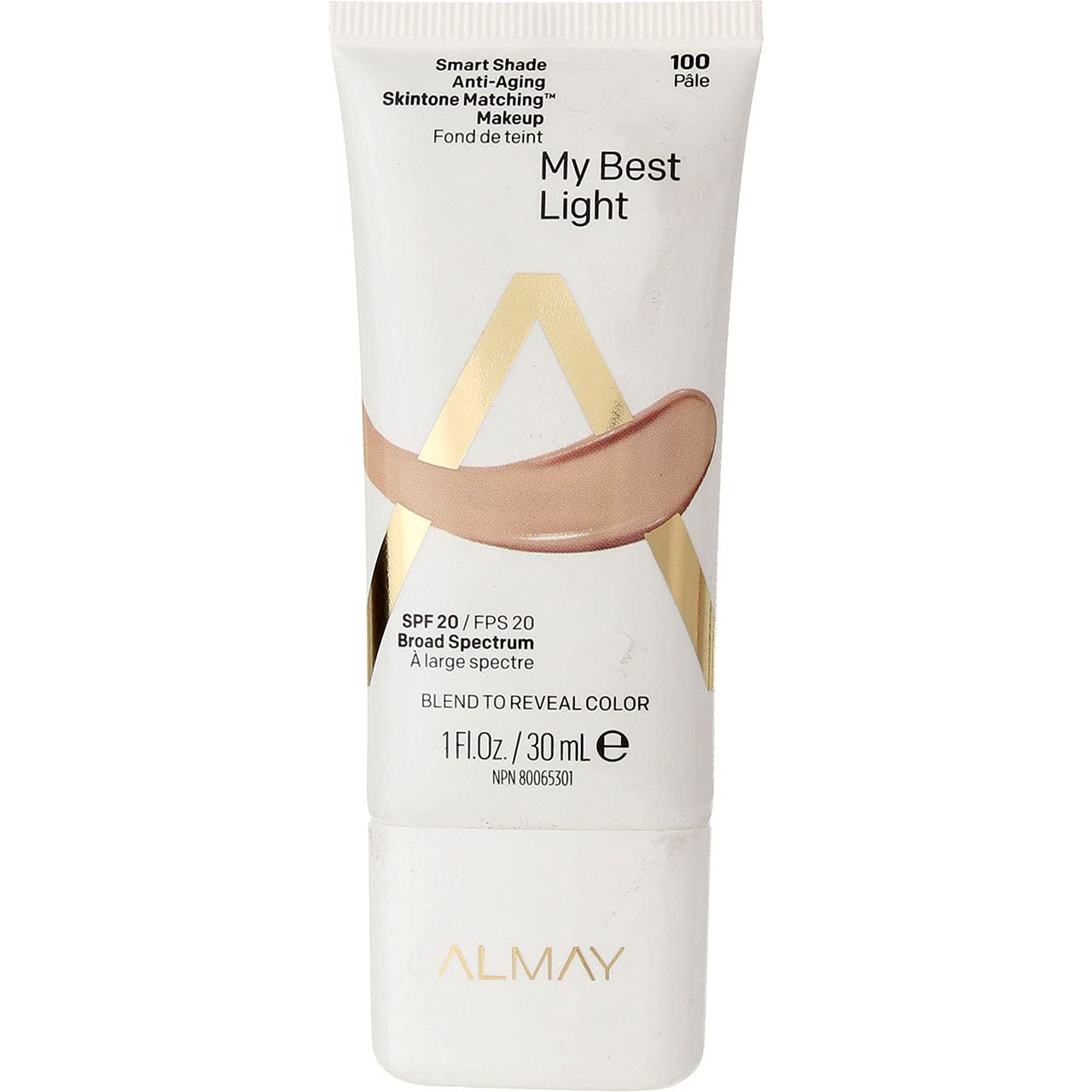 Almay Smart Shade Anti, Aging Skintone Matching Makeup, 100 My Best Light, 1 Oz