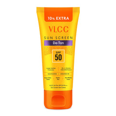 VLCC De-Tan Spf 50 Pa+++ Sunscreen Gel Crème - 100G, With Cucumber, Carrot, And Saxifraga Extracts, Enhances Glow, Protects From Uva, Uvb Rays, And Help Reduce Dark Patches. - All