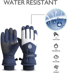 Azonee Winter Ski Gloves, Waterproof and Windproof Touchscreen Snow Gloves for Men Women, Anti-Slip Snowboard Warm Winter Gloves for Cold Weather, Perfect Thermal Protection, 1 Pair - Blue