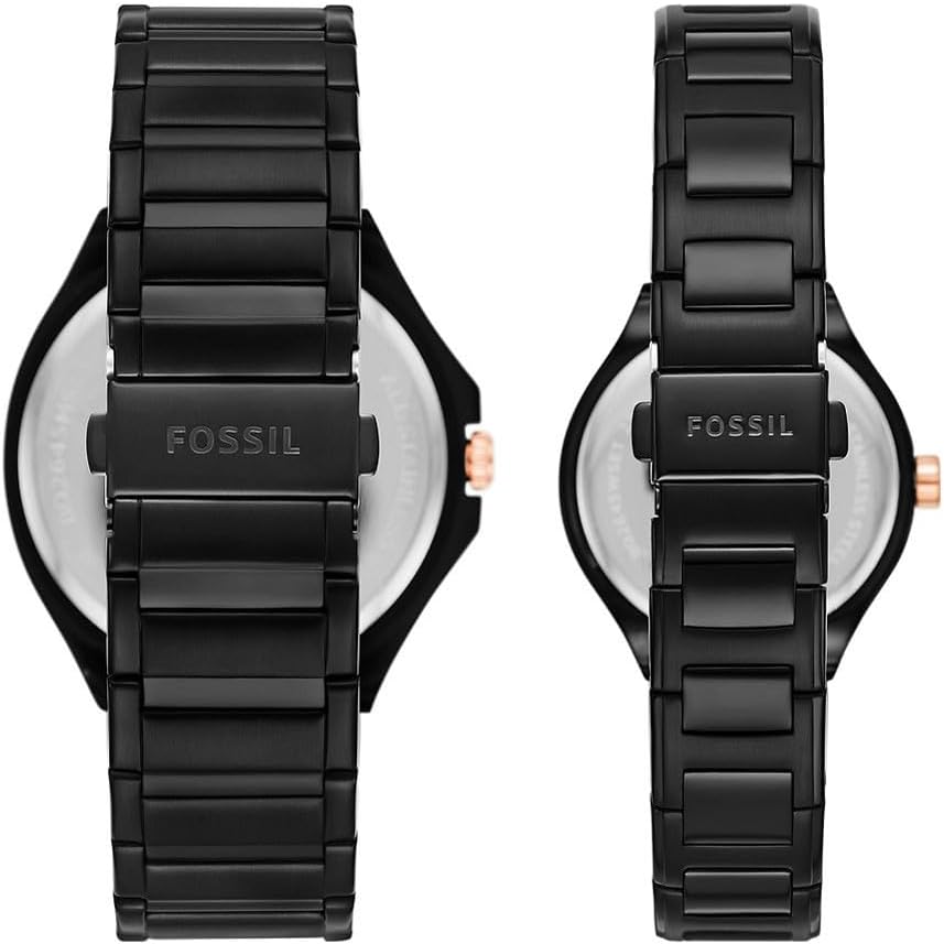 Fossil His and Her Multifunction Black Stainless Steel Watch Set - BQ2645SET