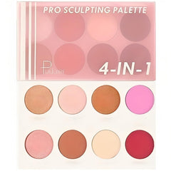 NIKITA.VIVI - Pro Sculpting Palette | 8 shades 4 in 1 with Bronzer Highlighter Blush & Eyeshadow Palette | Highlighting Contouring Blusher Palette | Face Contour Palette, Face Sculpting Palette | 8gx8