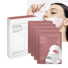 Real Deep Mask, Bio Collagen Face Mask, Overnight Face Mask Set, Anti-Aging, Hydrating Collagen Mask, Moisturizing Facial Mask, Firming Skin, Pack of 1 (4 Masks)