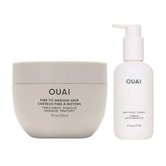 OUAI Anti Frizz Hair Treatment Bundle Includes Anti Frizz Crème + Fine to Medium Treatment Masque 2 Count, 6 Oz/ 8 Oz