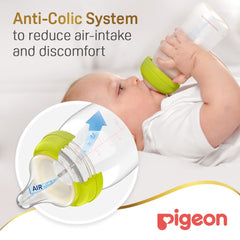 Pigeon Softouch Peristaltic Plus Wide Neck Nursing Plastic Bottle, 100% Silicone Nipple, Bpa & Bps Free, 240ml, Multicolor
