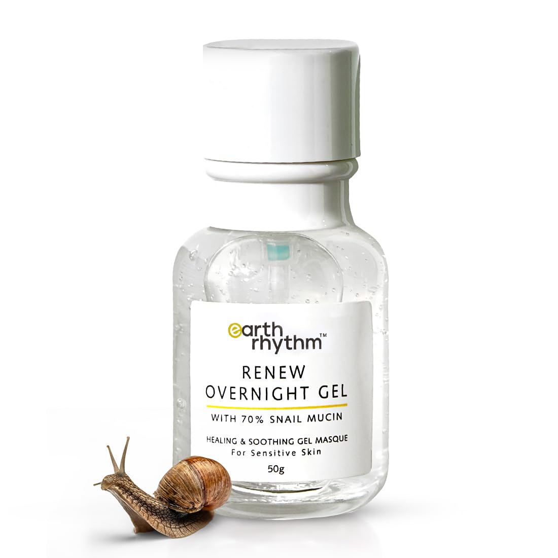 Earth Rhythm Renew Overnight Gel with Snail Mucin, Healing & Soothing Face Gel, For Sensitive Skin - 50 ML | Moisturize Skin, Reduce Acne, Repairs Damaged Skin