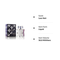 Lace Noir Eau de Perfum by Tru Western, Perfumes for Women - Fruity, Floral Perfume with Notes of Wild Berries, Jasmine, Gardenia, and Citrus - 1.7 oz 50 mL
