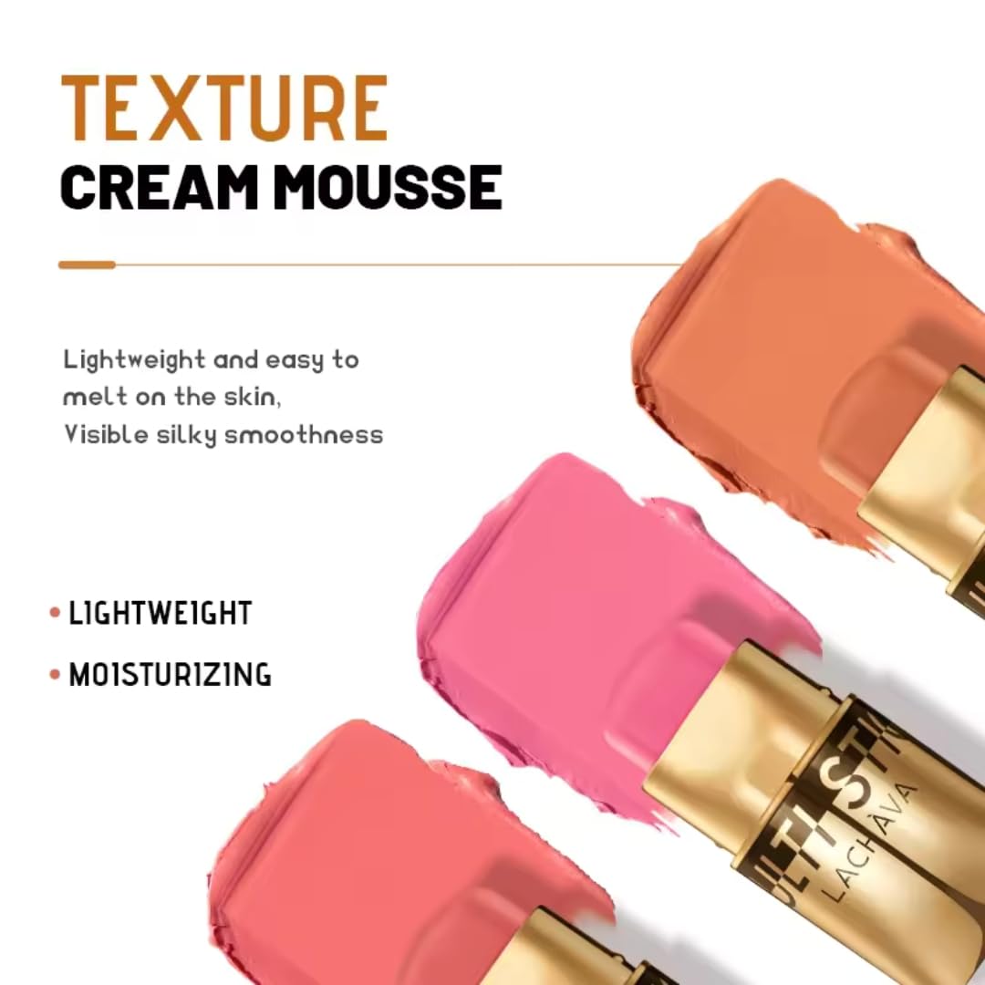 NIKITA.VIVI 3 in 1 Multi Stick for Blush Eyeshadow & Lipstick (#10), Eyeshadow Lipstick and Face Blusher Cream, Non Sticky Moisturizing Hydrating Smooth Face Blush Makeup Lipstick 8G
