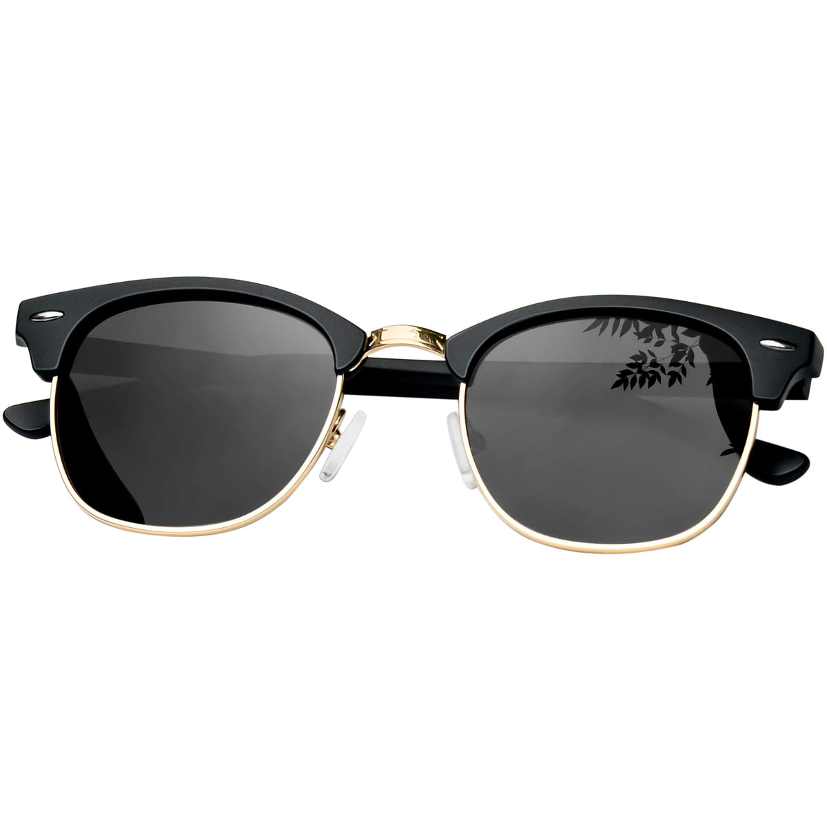 KANASTAL Polarized Horn Rimmed Sunglasses for Men and Women, Classic Half Frame Sun Glasses, Semi Rimless Shades for Womens 100% UV400 Protection Driving