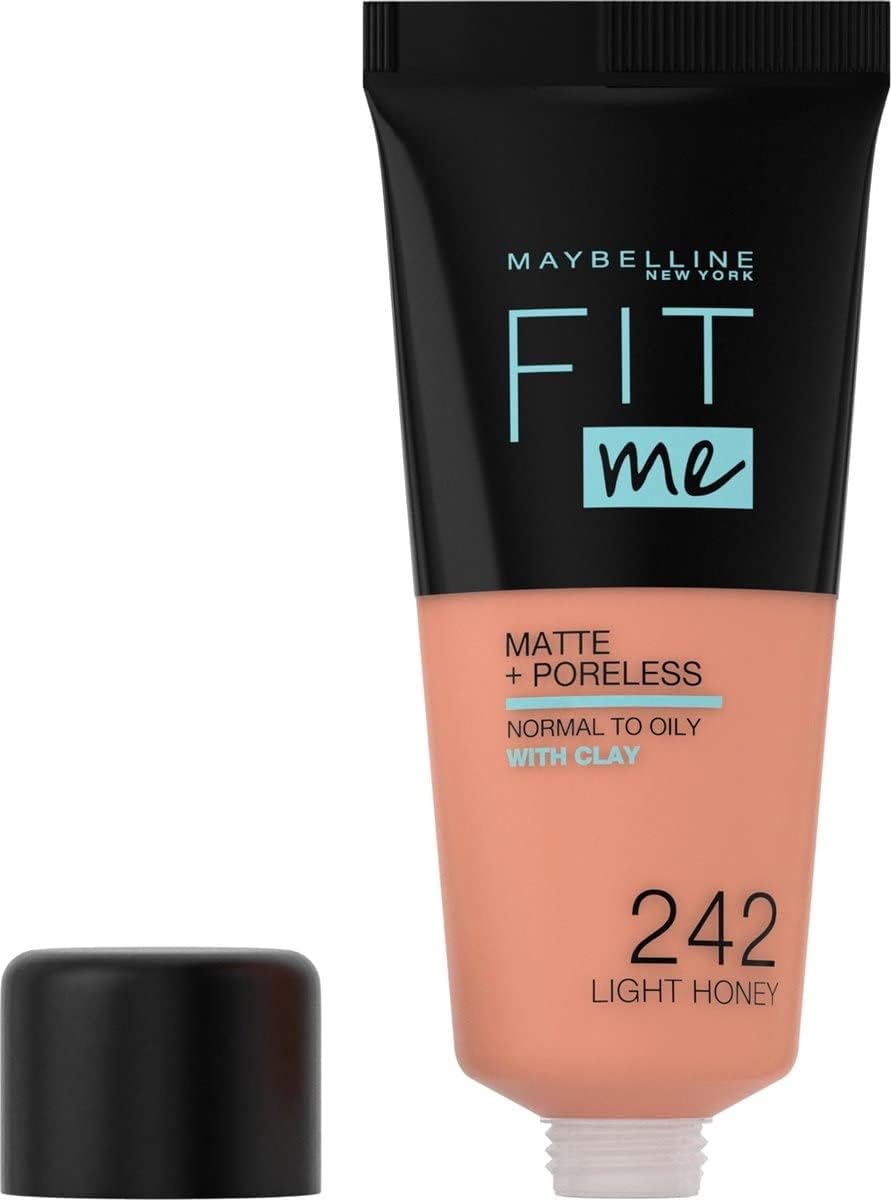 Maybelline New York Maybelline Fit Me Foundation, Matte & Poreless, Full Coverage Blendable Normal To Oily Skin, 242 Light Honey 30Ml
