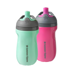 Tommee Tippee Insulated Sportee Water Bottle for Toddlers, Spill-Proof, Pink and Mint (9oz, 12m+, 2 Count)