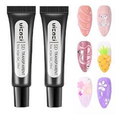 BANGFENG 3D Nail Gel Sculpting Gel for DIY Nail Art Designs Clear Gel Polish for Drawing, Molding, Sculpting, and Decoration No Wipe, Long Lasting, Skin Friendly Clear, 2 Count Pack of 1