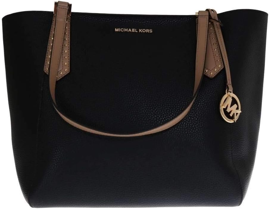 Michael Kors Women's Kimberly Bonded Tote, Leather - Black/Dark Khaki