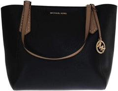 Michael Kors Women's Kimberly Bonded Tote, Leather - Black/Dark Khaki