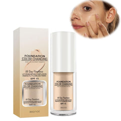 Azonee Colour Changing Mature Skin Foundation, Temperature Sensitive Liquid Foundation with SPF 15, Waterproof & Sweatproof Foundation for All Skin Types, Pore-Minimizing