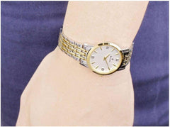 Bulova Classic Quartz Ladies Watch, Stainless Steel Diamond - Two-Tone Yellow Gold