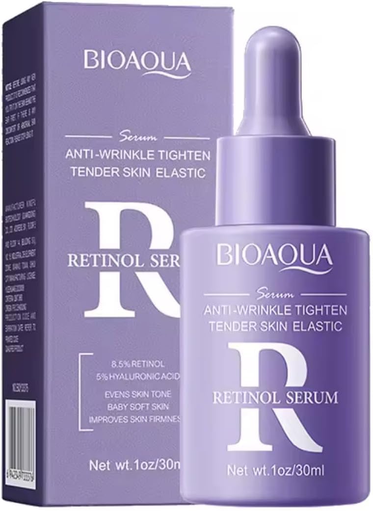 BIOAQUA Vitamin C Retinol Hyaluronic Acid Serum, Moisturising Face Essence for Brightening and Firming, 30ml (Purple)