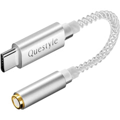 Questyle USB C to 3.5mm Headphone Jack Audio Adapter, Aux to USB-C Dongle Cable with Chip CX31993 for iPhone 17 Pro Max/17 Pro, 16/15 Pro Max,16/15 Pro,Samsung Galaxy S23/S23/S22/S21,and More Type C Devices