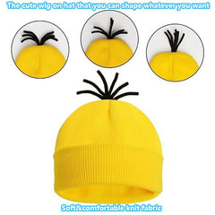 4 Pcs Costume for Kids Girls Boys Adults,Cartoon Role Play Dress Up Accessories,Yellow Beanie Hat/Goggles/Gloves/Suspenders for Holiday Birthday Halloween Christmas Dress Up,Gifts for Girl Boy