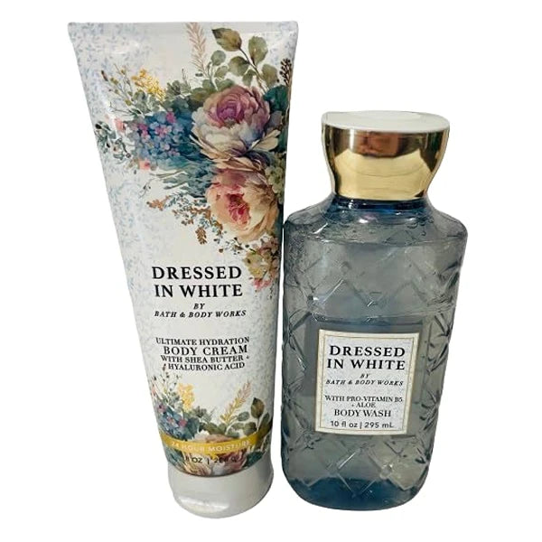 Bath & Body Works Dressed in White Ultimate Hydration Body Cream and Body Gel Wash 2 Piece Set