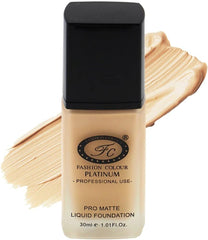 Fashion Colour Pro Matte Liquid Foundation With Full Coverage Waterproof Pro Matte Finish, 30ml (Ivory)