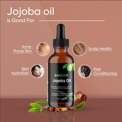SANOOR Desert Organic Jojoba Oil | 100% Pure (2.02oz)| Infused with Nutrients Pure Hair Butter | Cold-pressed | FDA APPROVED | 60ml