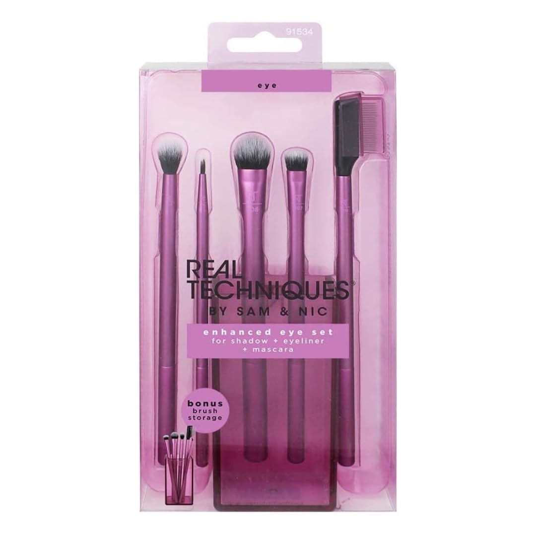 REAL TECHNIQUES Makeup Brushes Set - Everyday Essentials, Enhanced Eye, Flawless Base | Professional Foundation Brush, Concealer Brush | Best Makeup Brushes for All Gifting Occasions