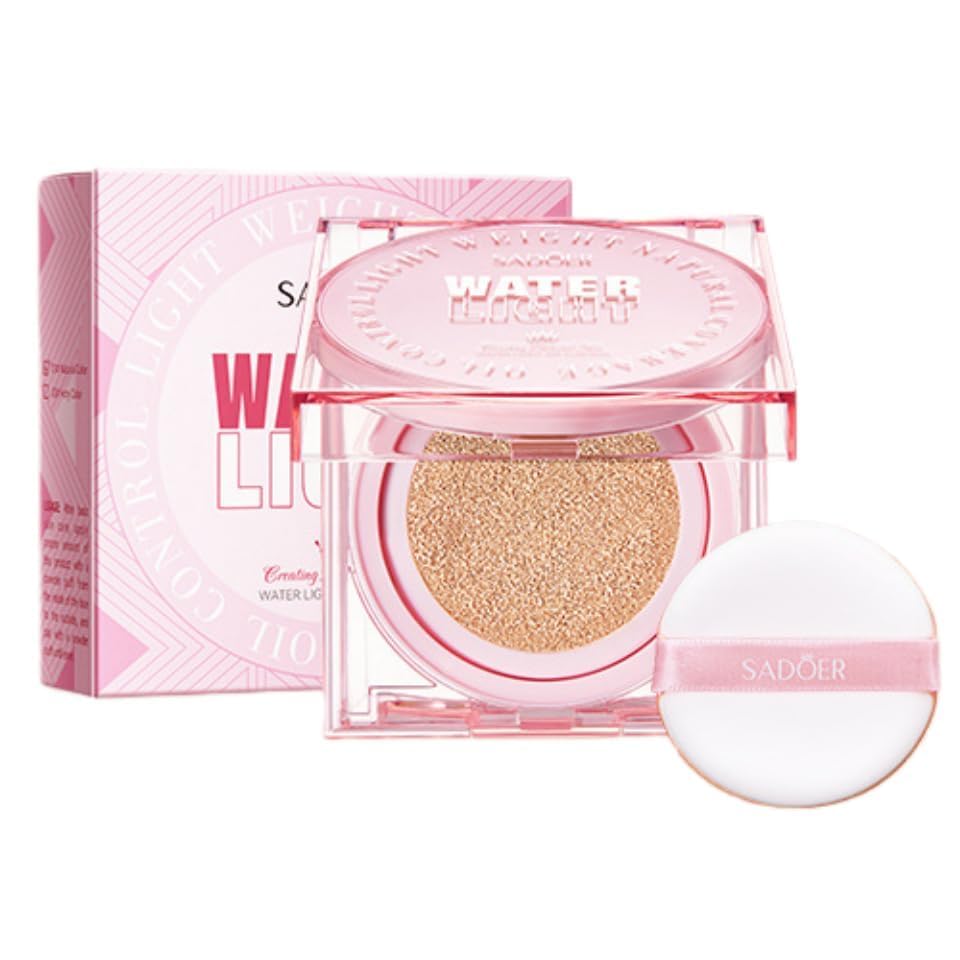 NALACAL Glow Cushion Foundation Makeup, Jelly Cushion Foundation, Pink Hydrating Cushion Foundation, Long-Lasting & Buildable Foundation, for A Smooth, Satin Finish, Lightweight, Flawless