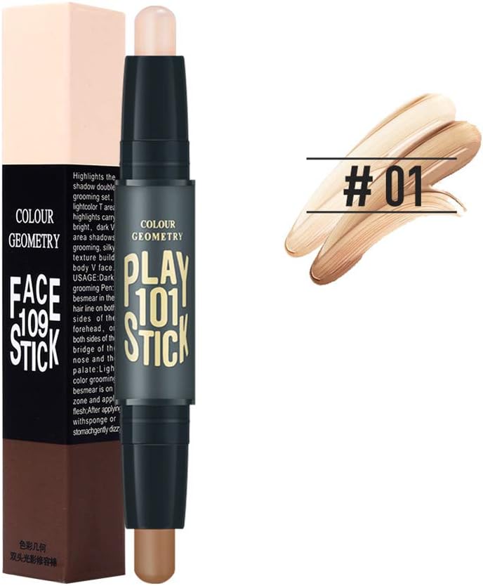 Double Head 2 Colors Comestic Contour Stick Pen Highlight Brightening Concealer Pen Pencil Nose Eye Shadow 3D Face Bronzer Pen Perfect Concealing Blemish