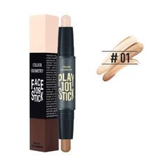 Double Head 2 Colors Comestic Contour Stick Pen Highlight Brightening Concealer Pen Pencil Nose Eye Shadow 3D Face Bronzer Pen Perfect Concealing Blemish