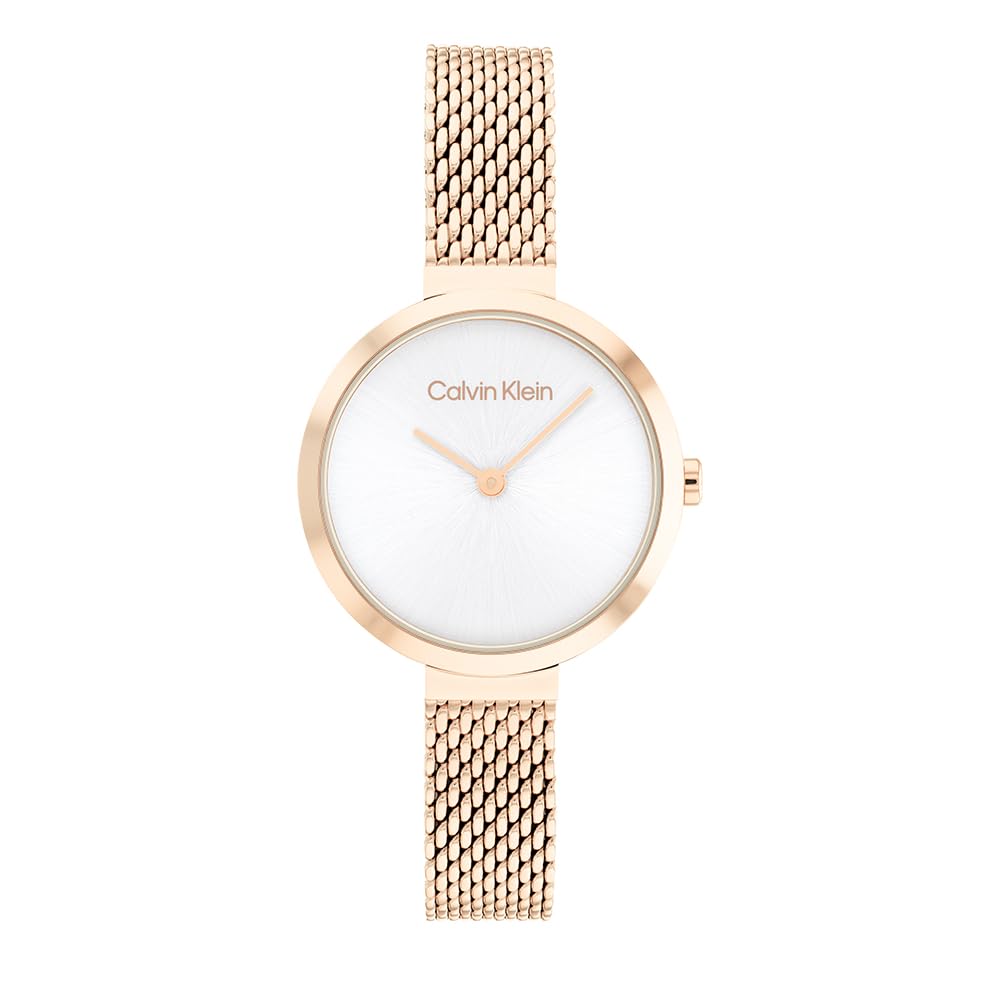 Calvin Klein MINIMALISTIC T BAR 28MM MESH Women's Watch, Analog - Gold / Silver