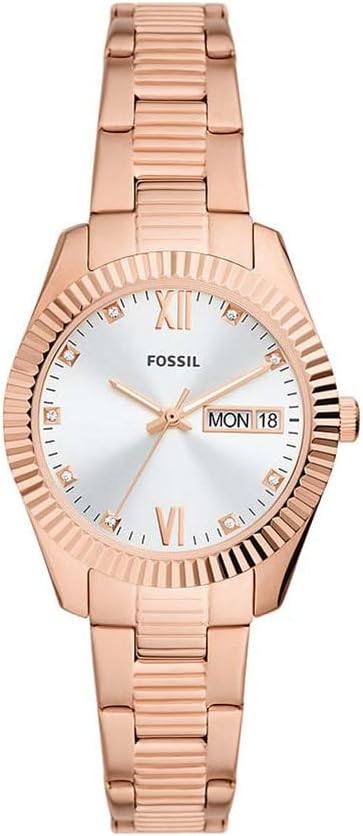 Fossil Scarlette Three-Hand Day-Date Rose Gold-Tone Stainless Steel Watch - ES5200