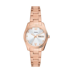 Fossil Scarlette Three-Hand Day-Date Rose Gold-Tone Stainless Steel Watch - ES5200