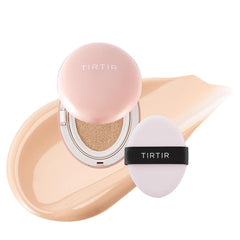 TIRTIR Mask Fit All Cover Pink Cushion Foundation | High Coverage, Semi-Matte Finish, Lightweight, Flawless, Corrects Redness, Korean Cushion, Mini (0.15 oz.), 17C Porcelain