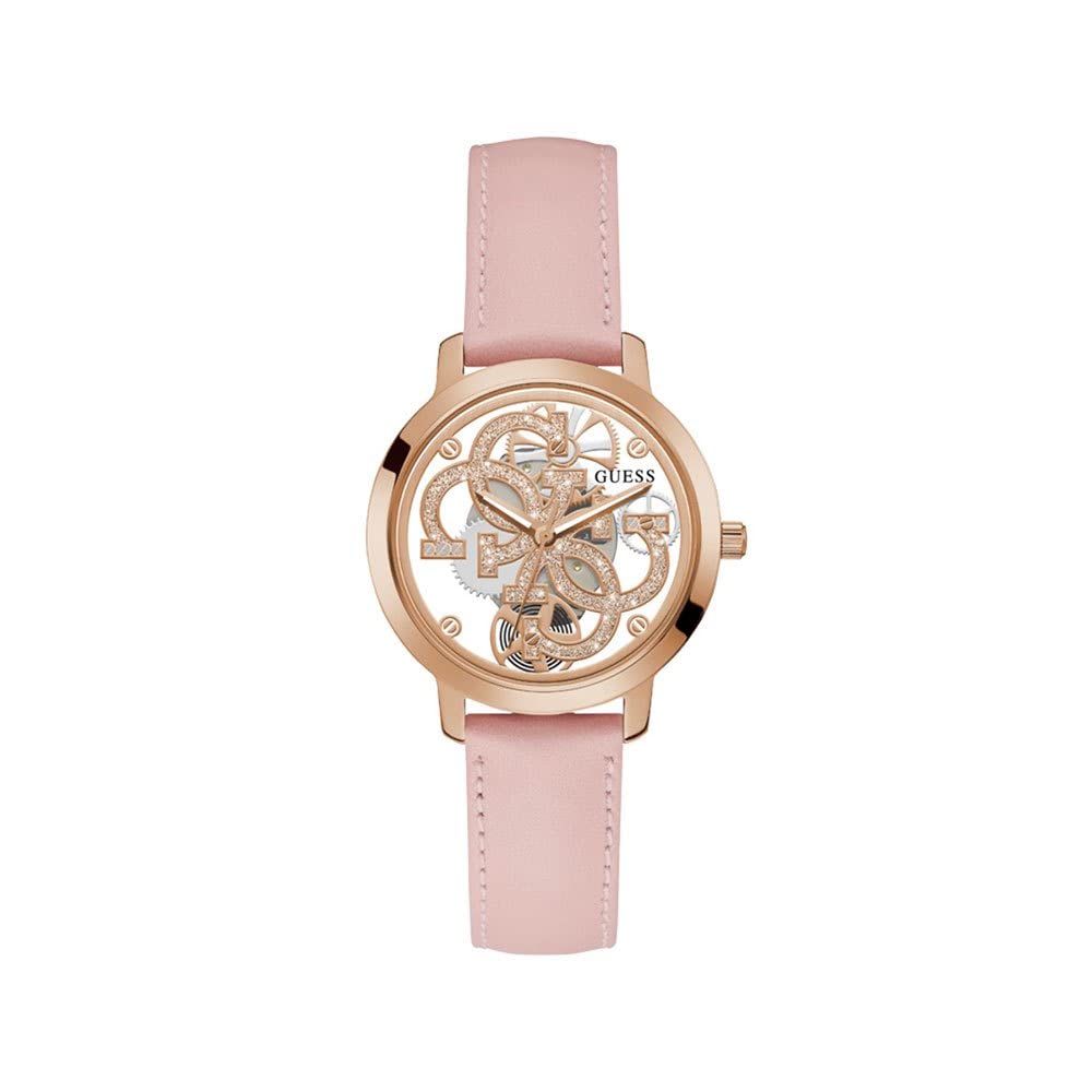GUESS Ladies Trend Clear 36mm Watch – Glitz Dial with Silver-Tone Stainless Steel Case & Bracelet